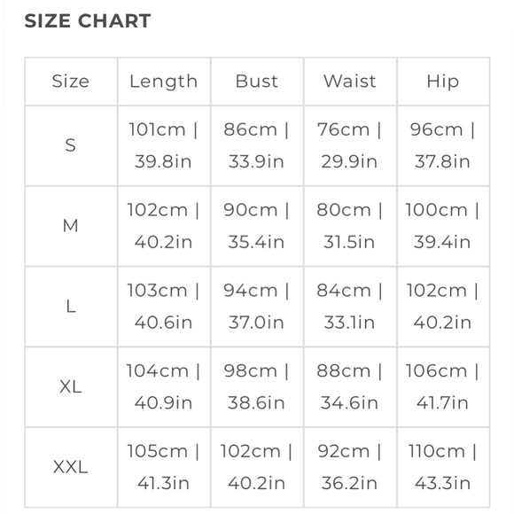 Size Chart for Clothing - Picture 2 of 2